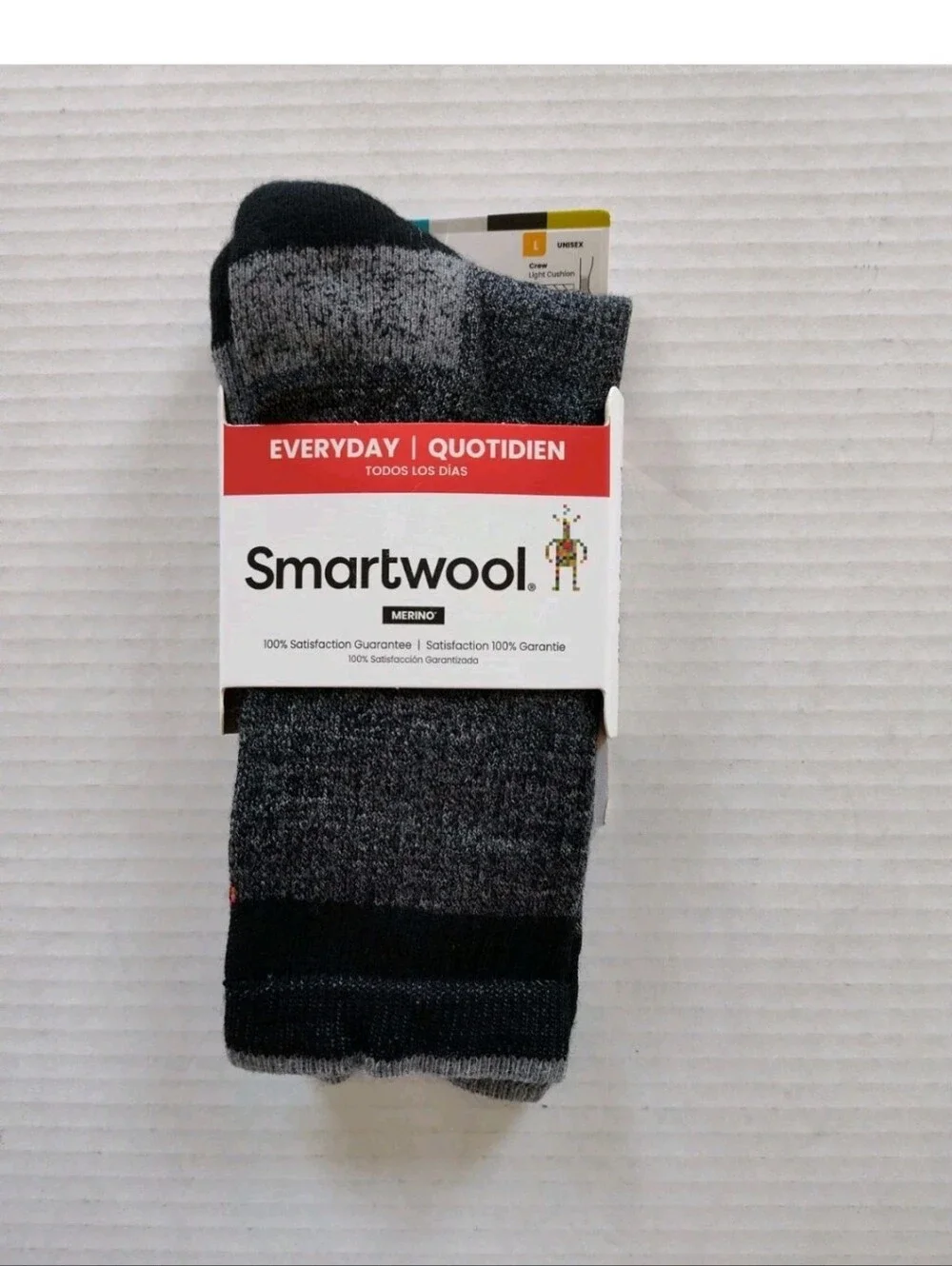 Smartwool Merino Wool Everyday Crew Socks Unisex Size L Light Cushion